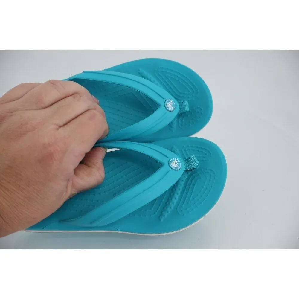 Crocs Crocband Girls Junior Size 1 Flip Flop Sandals Blue Lightweight Comfy